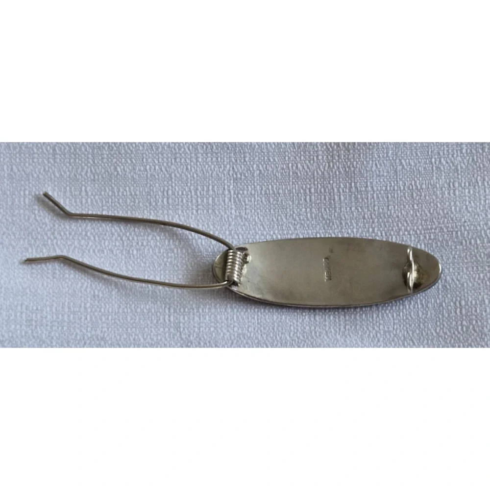 Vintage Mexico Silver Tone Abalone Inlay Barrette Women's Hair Clip Mid Century